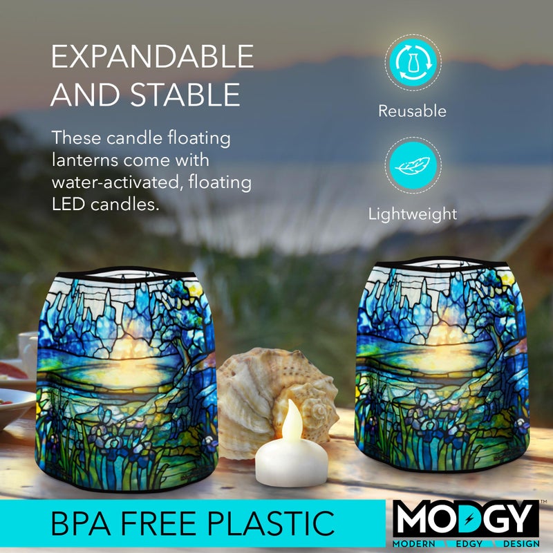 MODGY Luminary Lanterns Floating LED Candles with Batteries Included - Luminaries are Great for Weddings, Parties, Patios & Celebrations of All Kinds (Iris), Pack of 4 - Image 3